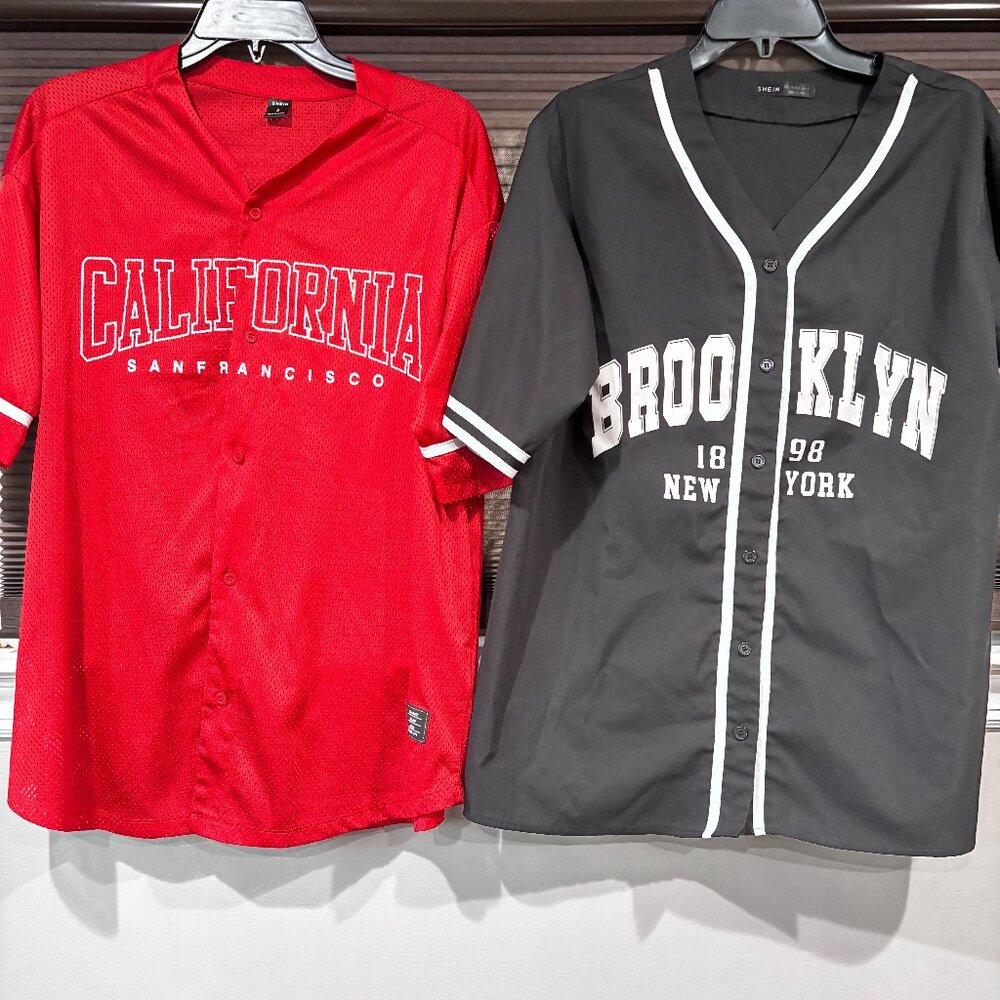 2 Shein button down baseball shirts